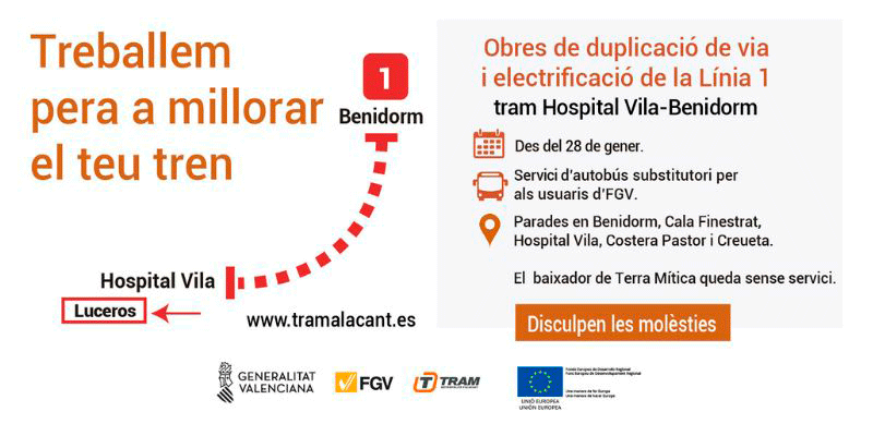 Servici d’autobús entre Hospital Vila i Benidorm a partir del dimarts 28 de gener